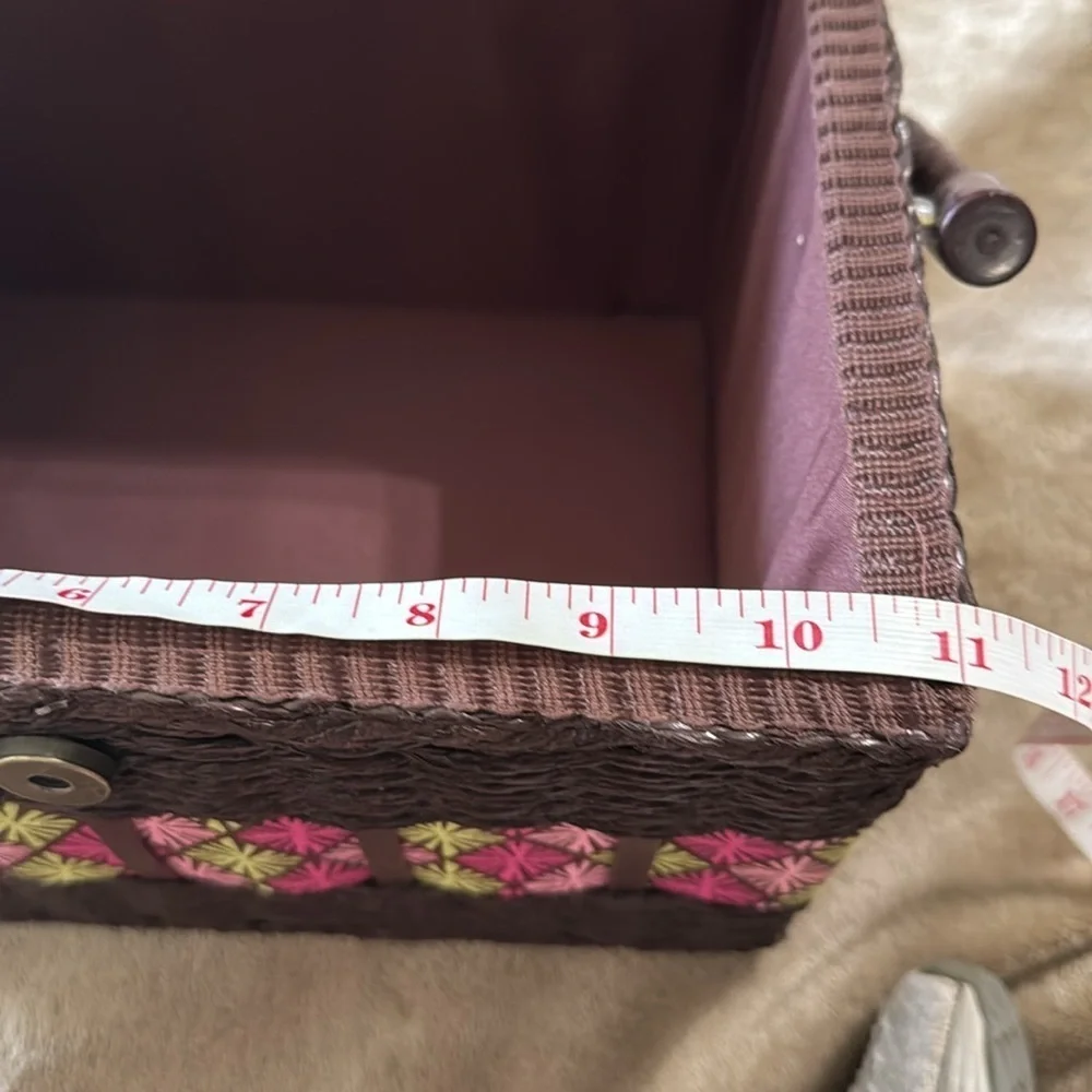Sew Box Pink and Brown Woven Storage‎ Basket